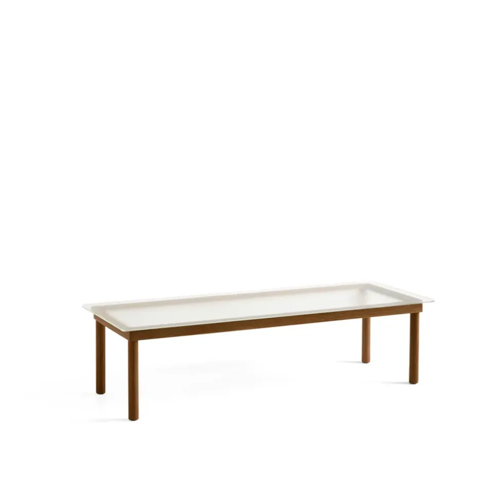 Mesa de centro Kofi, Walnut-ribbed glass, 50 cm
