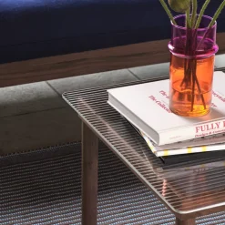 Mesa de centro Kofi, Walnut-ribbed glass, 50 cm