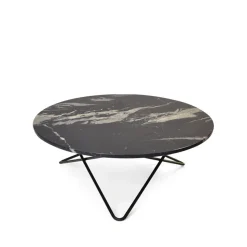 Mesa de centro Large O Table, mármol marquina mate, estructura lacado negro