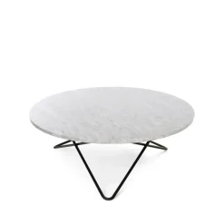 Mesa de centro Large O Table, Mármol carrara, estructura lacado negro