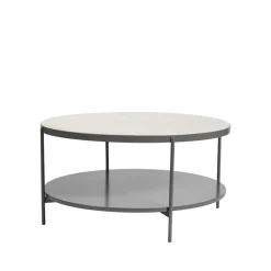 Mesa de centro Lene, Gris, chapa de fresno pigmantada blanca