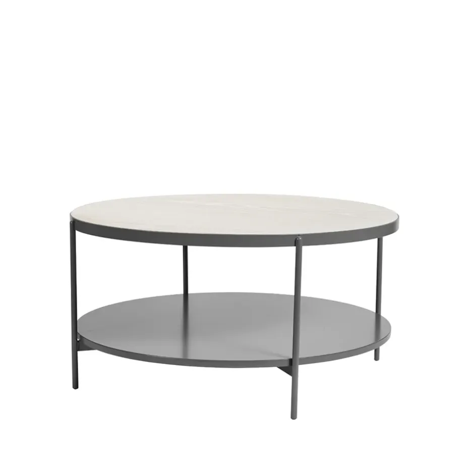 Mesa de centro Lene, Gris, chapa de fresno pigmantada blanca