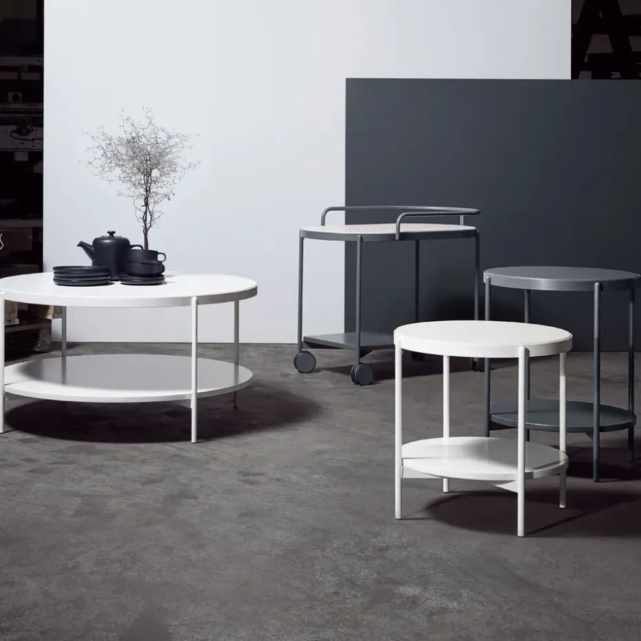 Mesa de centro Lene, Gris, chapa de fresno pigmantada blanca