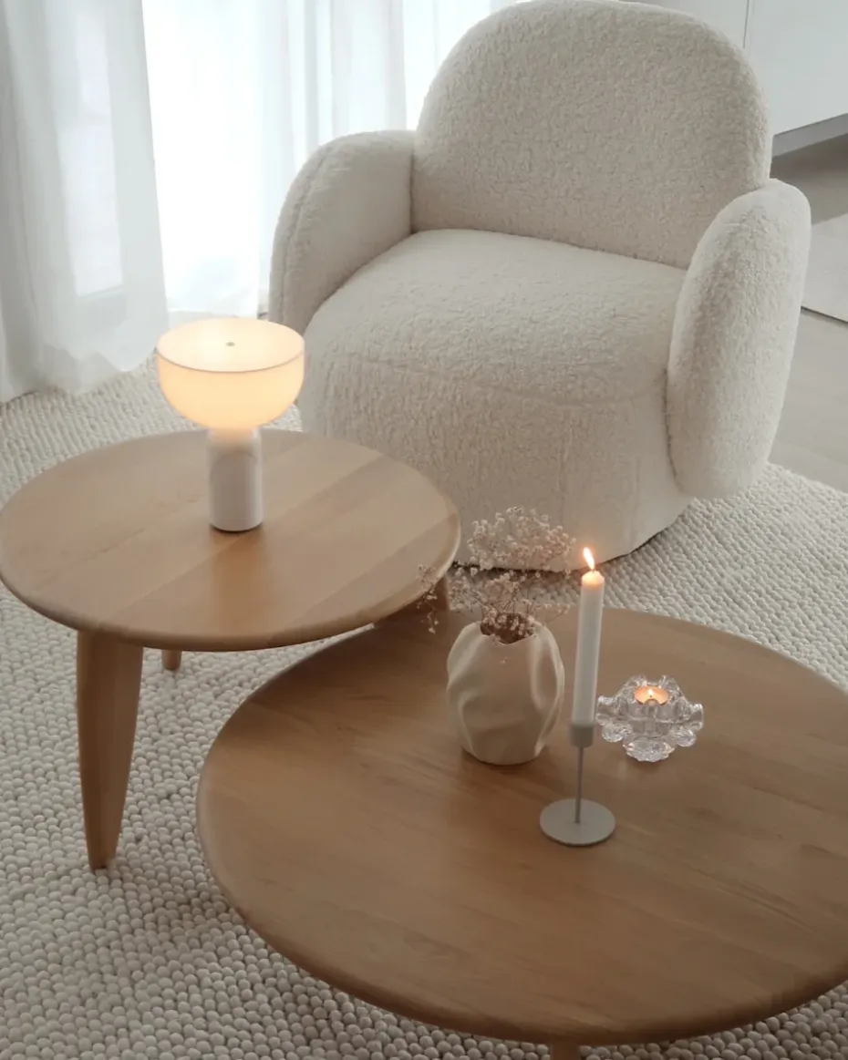 Mesa de centro Lyckeby Ø60x37,5 cm, Naturlackad ek