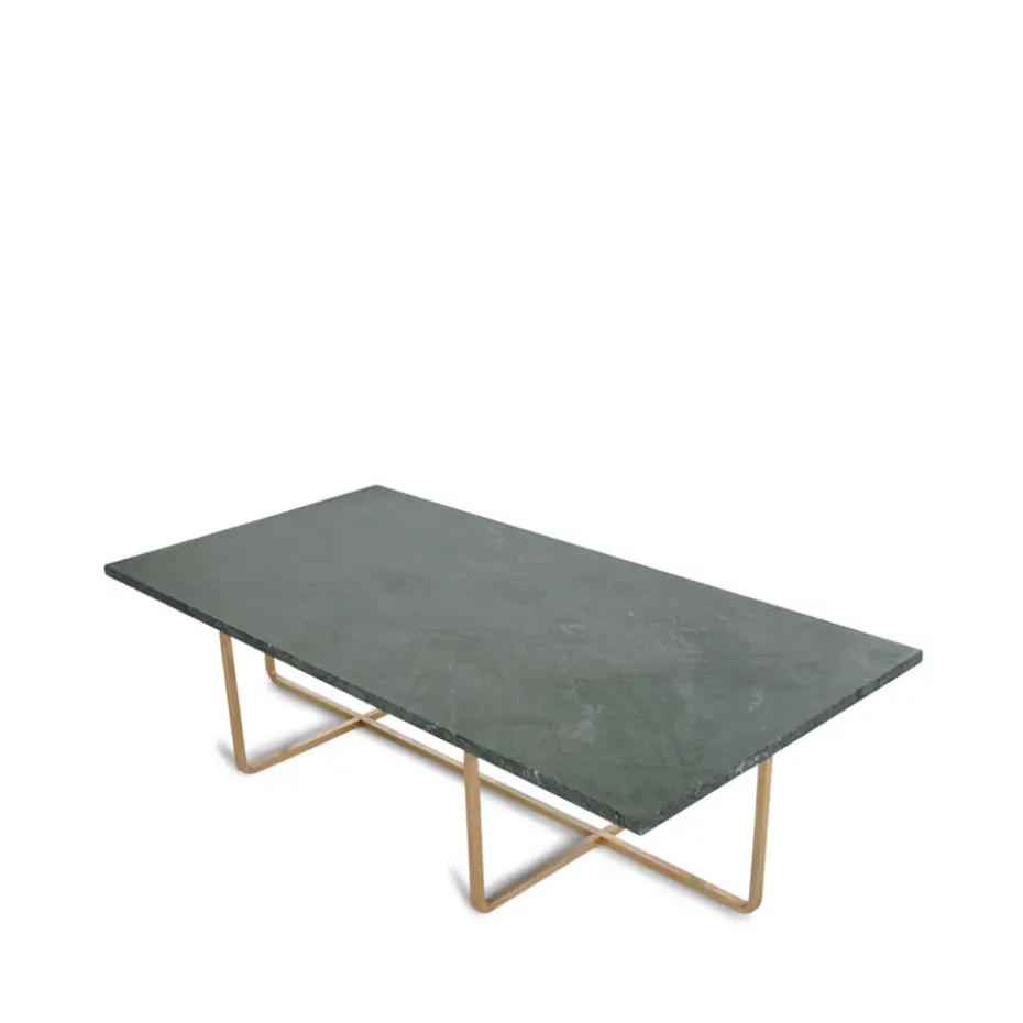 Mesa de centro Ninety rectangular, mármol indio, estructura de latón