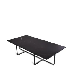 Mesa de centro Ninety rectangular, mármol marquina, estructura negra