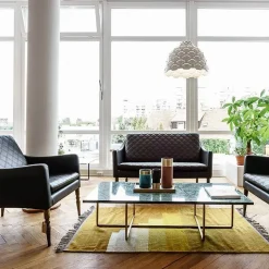 Mesa de centro Ninety rectangular, mármol marquina, estructura negra