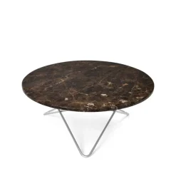 Mesa de centro O Table, marrón mármol, estructura de acero inoxidable