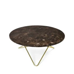 Mesa de centro O Table, mármol marrón, estructura de latón