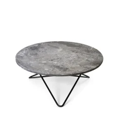 Mesa de centro O Table, Mármol gris, estructura lacado negro