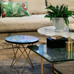 Mesa de centro O Table, mármol verde, estructura lacado en negro