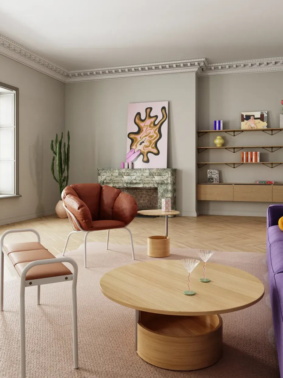 Mesa de centro Parasol L Ø90 cm, Oak