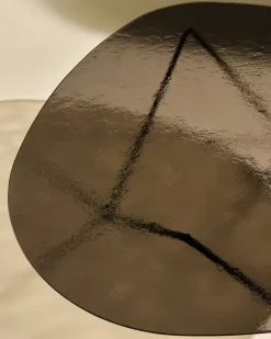 Mesa de centro Pedrera, Negro semimate - vidrio estructurado bronce