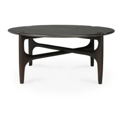 Mesa de centro PI Ø80 cm, Lackad mahogny