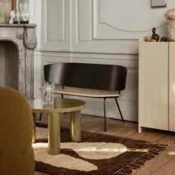 Mesa de centro Post, Oak smoked, large, lines