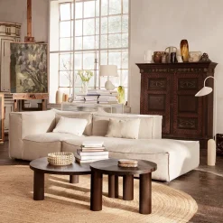 Mesa de centro Post, Oak smoked, large, lines