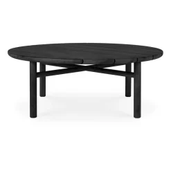 Mesa de centro Quatro outdoor teca lacado negro, Ø95 cm