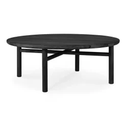 Mesa de centro Quatro outdoor teca lacado negro, Ø95 cm