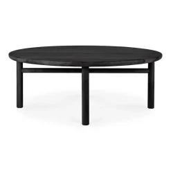 Mesa de centro Quatro outdoor teca lacado negro, Ø95 cm