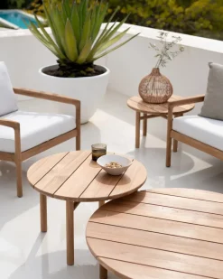 Mesa de centro Quatro outdoor teak, Ø95 cm
