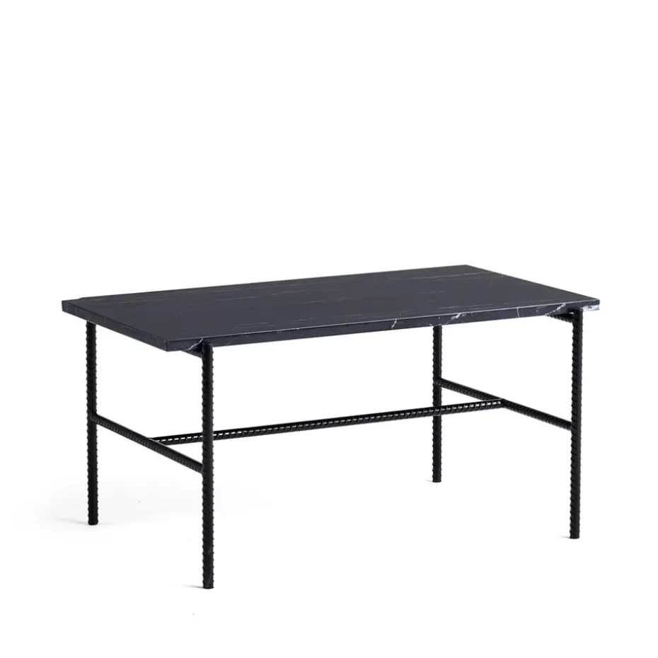 Mesa de centro Rebar 80x49x40,5 cm, Black marble-black