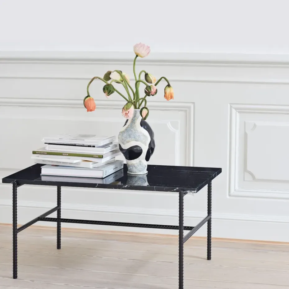 Mesa de centro Rebar 80x49x40,5 cm, Black marble-black