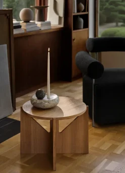 Mesa de centro Simple Ø52 cm, Roble con lacado en tono cálido