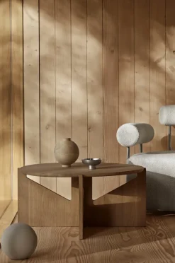 Mesa de centro Simple XL Ø78 cm, Roble con lacado en tono cálido