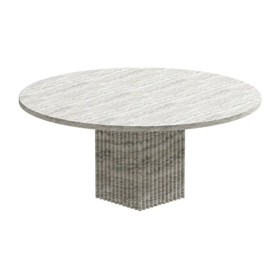 Mesa de centro Soho, Tufo plateado, Ø80×35 cm