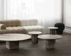 Mesa de centro Soho, Tufo plateado, Ø80×35 cm