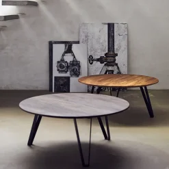 Mesa de centro Space Ø90 cm, roble ahumado