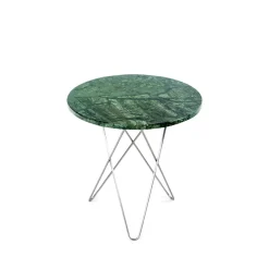 Mesa de centro Tall Mini O Table, mármol verde, acero inoxidable