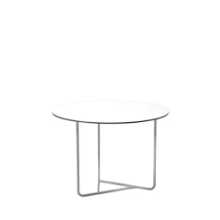 Mesa de centro Tellus, Blanco, base de cromo, h44 d64
