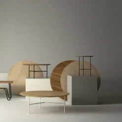 Mesa de centro Tribeca, Roble rústico aceitado, patas negras, ø80