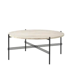Mesa de centro TS Outdoor, Blanco travertin-negro