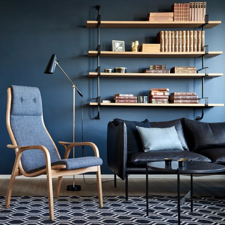 Mesa de centro TS Round, Natural white travertine, ø55, base negra