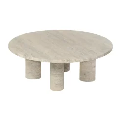 Mesa de centro Volos L, Ø75 cm, Travertino