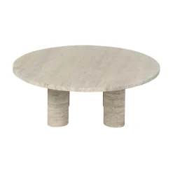 Mesa de centro Volos L, Ø75 cm, Travertino