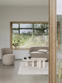 Mesa de centro Volos L, Ø75 cm, Travertino