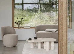 Mesa de centro Volos L, Ø75 cm, Travertino