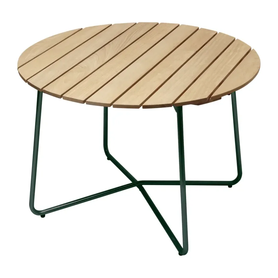 Mesa de comedor 9A, Pino aceitado-verde, Ø100 cm