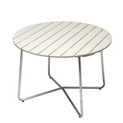 Mesa de comedor 9A, Roble lacado en blanco Ø100 cm