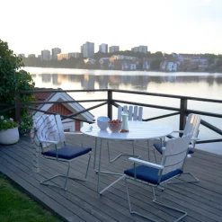 Mesa de comedor 9A, Roble lacado en blanco Ø100 cm