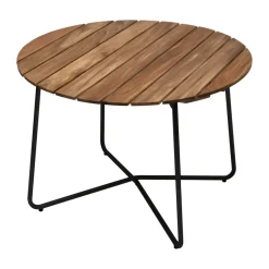 Mesa de comedor 9A, Teca sin tratar-negro, Ø100 cm