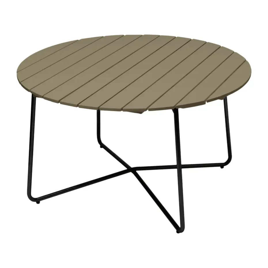 Mesa de comedor 9A, Verde claro roble-negro, Ø120 cm