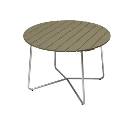 Mesa de comedor 9A, Verde claro roble-acero galvanizado Ø100 cm