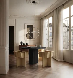 Mesa de comedor Arc Ø120 cm, Coffee black roble