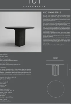 Mesa de comedor Arc Ø120 cm, Coffee black roble