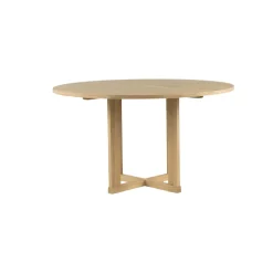 Mesa de comedor Arv ⌀130 cm, Roble blanqueado con acabado mate