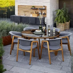 Mesa de comedor Aspect redonda, Fossil black-teak